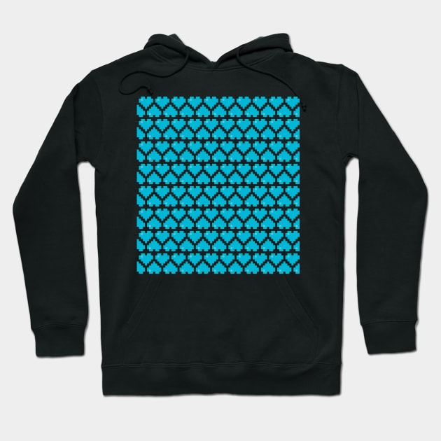 Seamless Pattern of Light Blue Pixel Hearts Hoodie by gkillerb